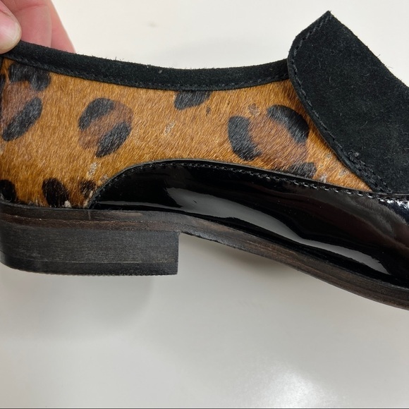 Free People Brady Slip On Leopard Cow Hair Patent Loafers Size EU 38/ US 8 - Picture 7 of 11